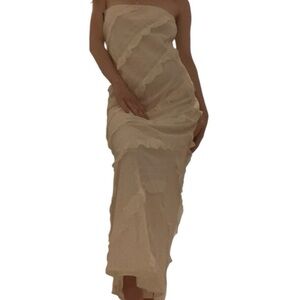 NWT Shop Neighbor Elegant Strapless White Ruffled Dress